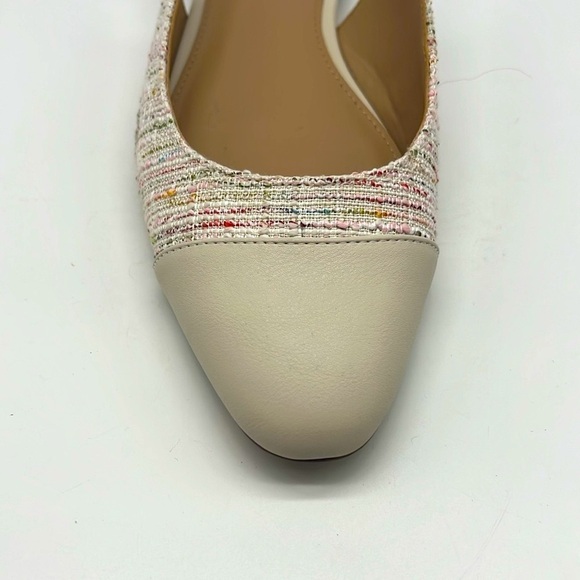 J Crew - Rainbow Tweed Adjustable Slingback With Round Cap Toes Heels Size 8 - Picture 4 of 15